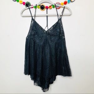 FREE PEOPLE gray lace tank top